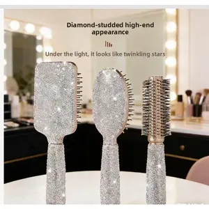 Trendy studded luxury long-handle airbag comb anti-static creative cushion hairbrush