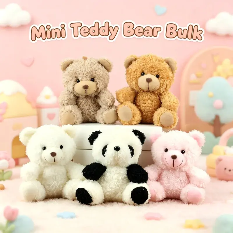 Mini Stuffed Animal Teddy Bears Bulk - Soft Plush Toys for 6-12y, Party Decorations (Graduation, Engagement), Baby Shower Birthday Events
