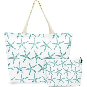 2 Pcs Tote Bag Makeup Bags Waterproof Beach Bag, for Beaches Pools Travel and Camping, for Women Best Friend Sister(Gift)