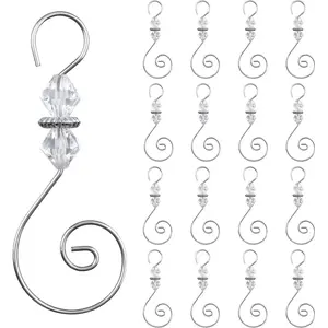 Ornament Hooks, 30 PCS Silver S-Shaped Hangers Hook Swirl Christmas Tree Hanger Metal Hooks with Crystal Beadedfidget toys