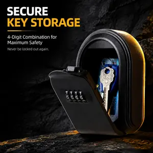 Wall-mounted Key Lock Box with 4-digit combination lock, sturdy and reliable for storing keys and cards. Suitable for outdoor areas, homes and homestays.