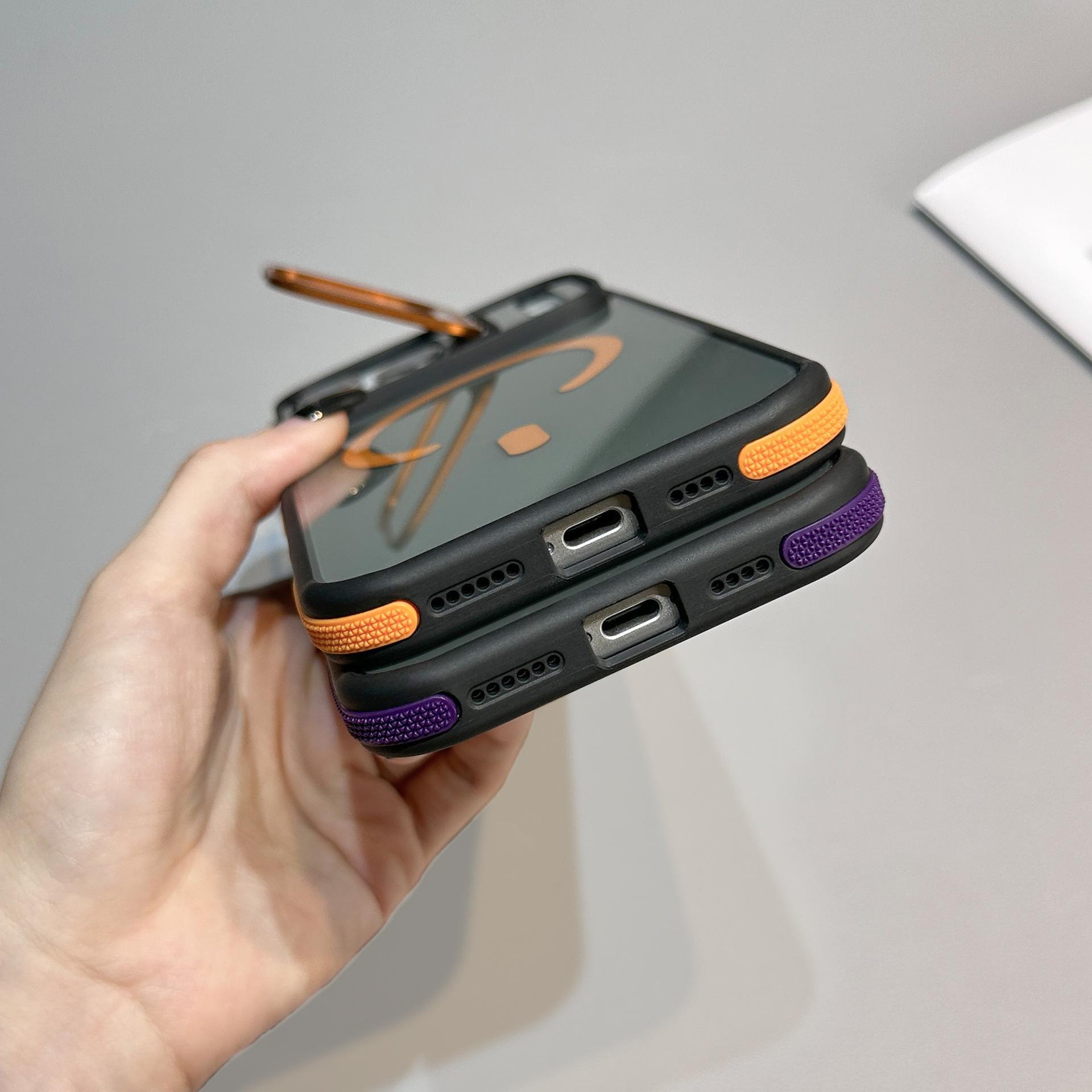 iPhone17promax magnetic phone case suitable for Apple 16E, creative lens stand, dual-color anti-drop for 15/14