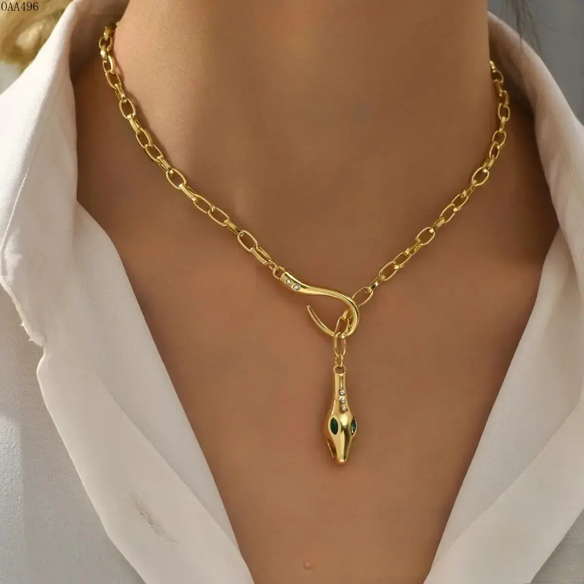 Women's Vintage Snake Pendant Necklace, Stainless Steel Chain, Diamond-Shaped Snake Charm, Minimalist DIY Bag Accessory for Daily Wear, Gift Giving