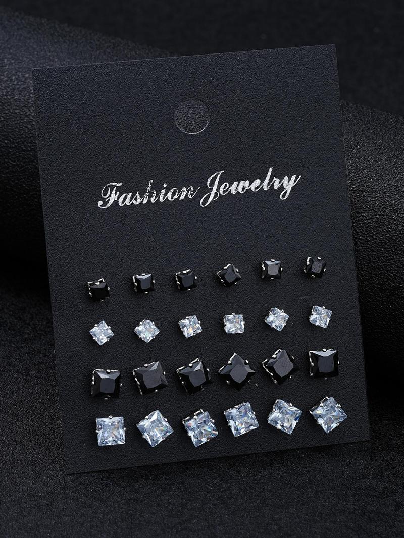 Men's Fashion Jewelry Set, Casual Trendy Cross  Charm Necklace  & Braided Bracelet & Earrings & Rings & Chain Bracelet, Hip Hop Fashion Jewelry Set for Party & Daily Decor