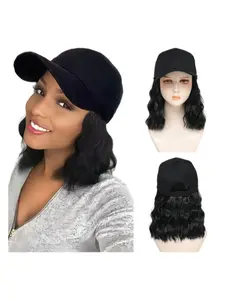 New Bob Wavy Baseball Wig Cap, Short Length Synthetic Wig Hat, Adjustable Fit Hairpiece, All Seasons Wear Wave Hairstyle, Trendy Accessory