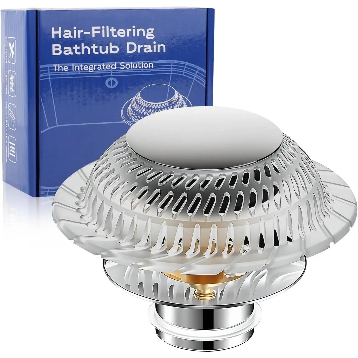Bathtub Drain Stopper,Pop-up Tub Stopper & Strainer,Hair Catcher | Shower Drain Strainer,Tub Stopper for Bathtub Plug for Tip-/Trip Lever/Lift & Turn Tub Drains
