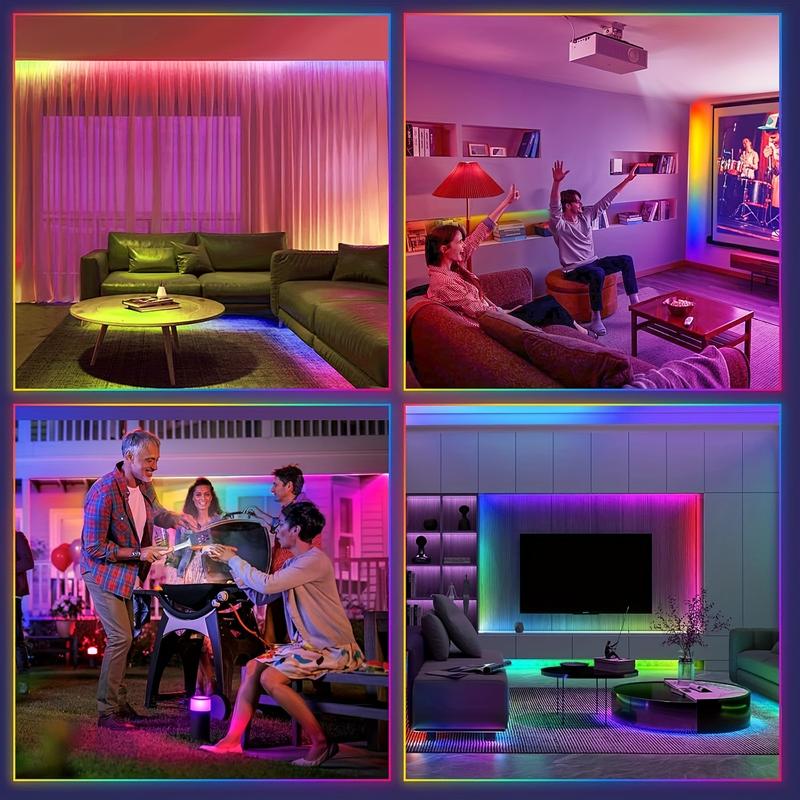 [Music Sync LED Strip]200FT RGB Color Changing Lights, 10 Modes & Bluetooth Smart App Control.Easy Installation for Room Aesthetic, Create Your Dream Room! Smart RGB LED Light Strip with App
