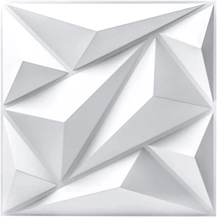 PVC  Wall Panel , White, 19.7" x 19.7" | Interior Wall Décor,  Textured, Pack of 12 Tiles