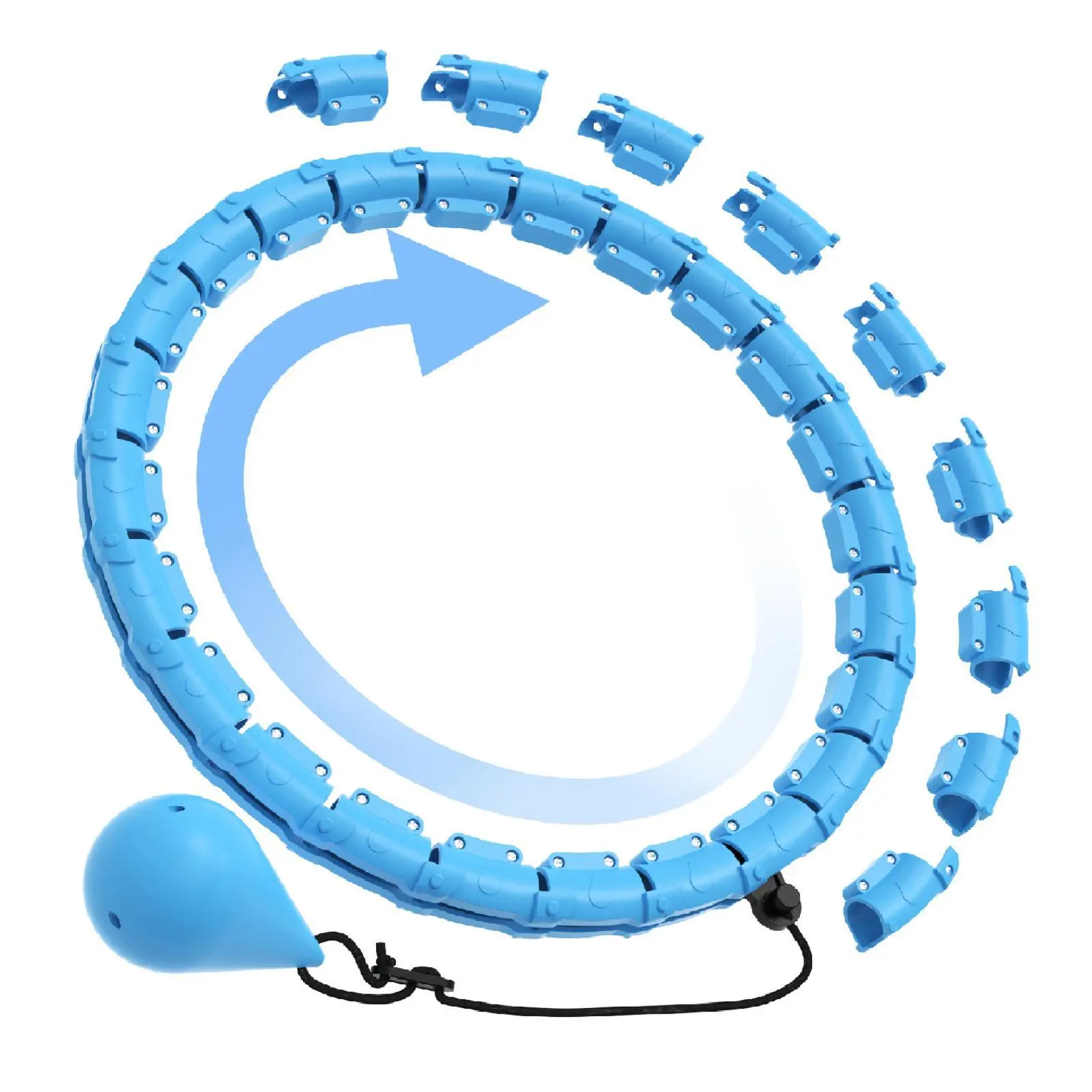 Smart Weighted Hula Fit Hoop for Adult Weight Loss, 2 in 1 Fitness Ring for Women Abdomen Workouts, 24 Detachable Knots with 360 Degree Auto-Spinning