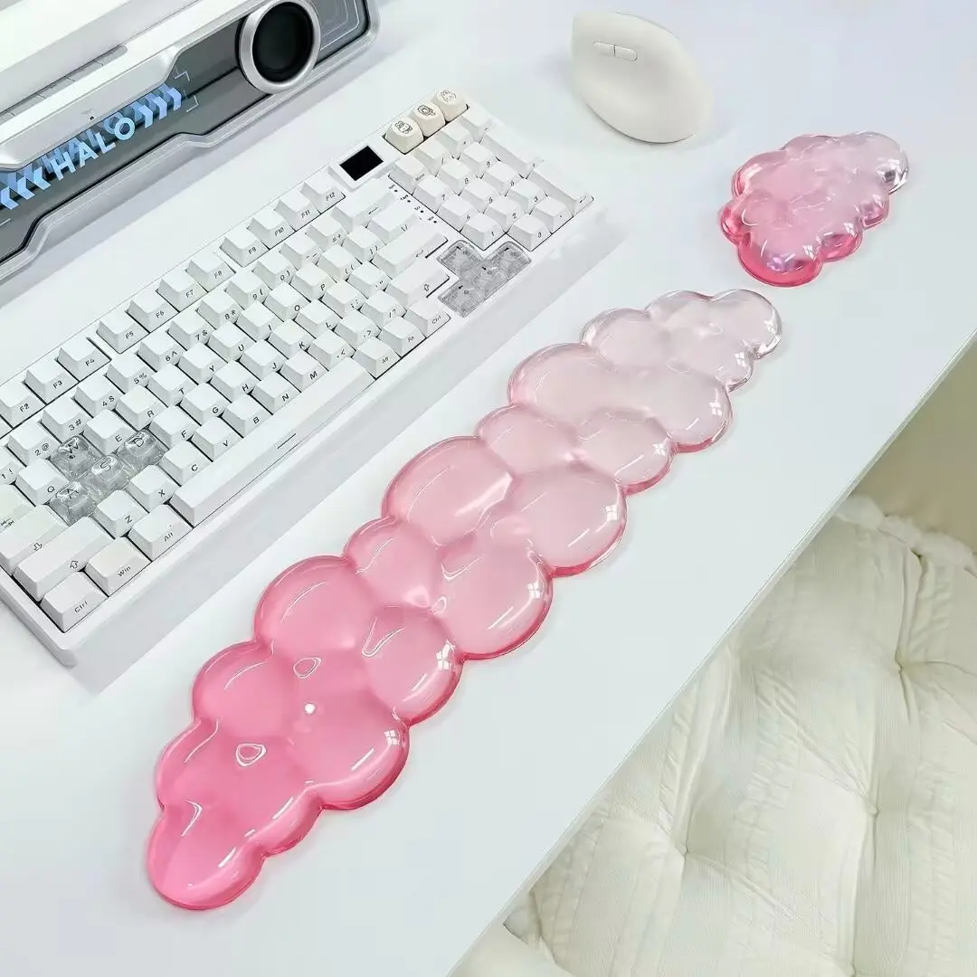 Cloud Bubble Wrist Rest Set, Gradient Jelly Style, High Elastic Silicone, Soft Wrist Support, Office Typing, Gaming, Online Classes