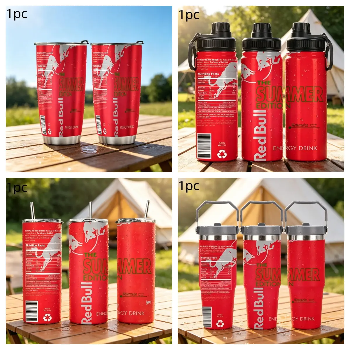 1pc 20/30oz Stainless Steel Water Bottle - Red Bull Themed Vacuum Insulated Water Bottle - Leakproof & Portable for Travel，Portable Tumbler for Hot & Cold Drinks, Durable Stainless Steel, Ideal for Travel ,Outdoor camping Coffee Cups & Mugs