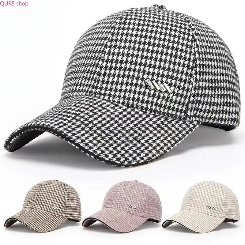 2026 NEW Vintage Houndstooth Baseball Cap, Trendy Y2K Plaid Unisex Hat With UV Sun Protection, Lightweight Breathable Adjustable Cap, Ideal Street Style Headwear For Outdoor Travel And Daily Casual Wear
