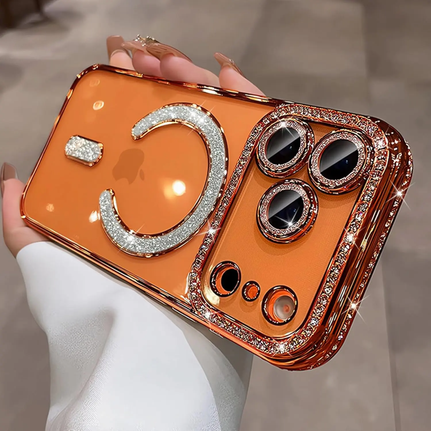 Darlingcase Luxury Rhinestone Bling Mobile Phone Case - Multi-Model Fits iOS iPhone Series (17,16,15,14,13,12,11,Plus,Pro Max), Sparkling Edge, Camera Lens Guard, Slim Shockproof Electroplated Glossy Finish Protective Accessories