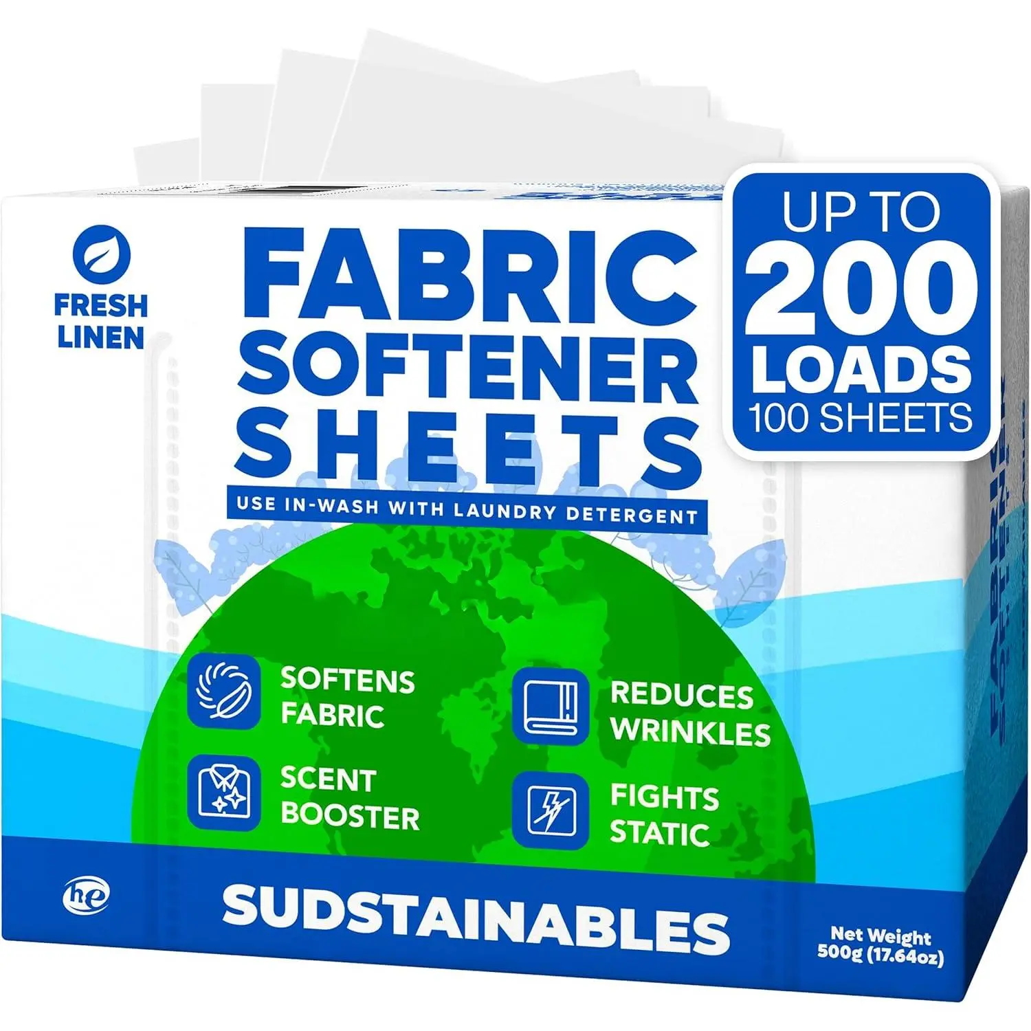 Fabric Softener Sheets for Washer – Laundry Softener Sheets for Washing Machines, Scented (200 loads) |   Pods and Liquid Alternative
