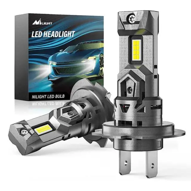 Nilight H7 LED Headlight Bulbs E4S Series - 50W, 20000LM, 6500K, IP67 Waterproof Lighting - 2-Pack Car Headlamps