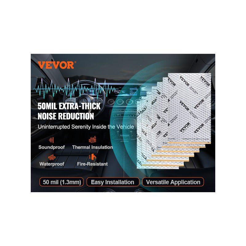 VEVOR Car Sound Deadening Mat, 50 mil 52 sqft Car Sound Dampening Material, Butyl Automotive Sound Deadener, Noise Insulation and Vibration Dampening Material for Car