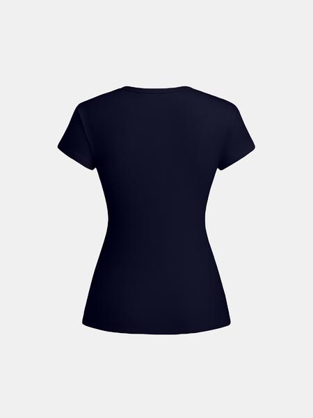 Women's Solid Color Button Basic Tee, Casual Short Sleeve Round Neck T-shirt for Daily Wear, Ladies Clothes for All Seasons