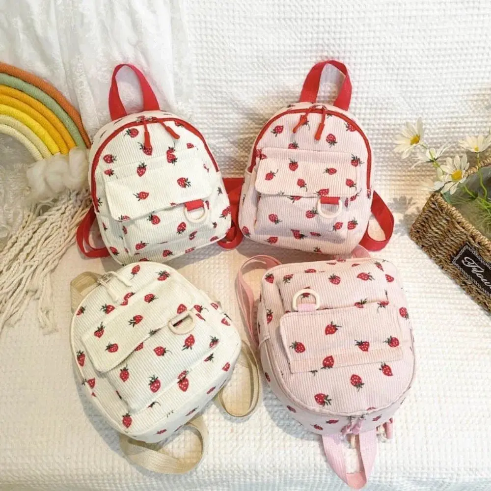Strawberry Print Casual Square Bag, Lightweight & Durable, Mini Backpack Convertible for Shoulder & Backpack Use