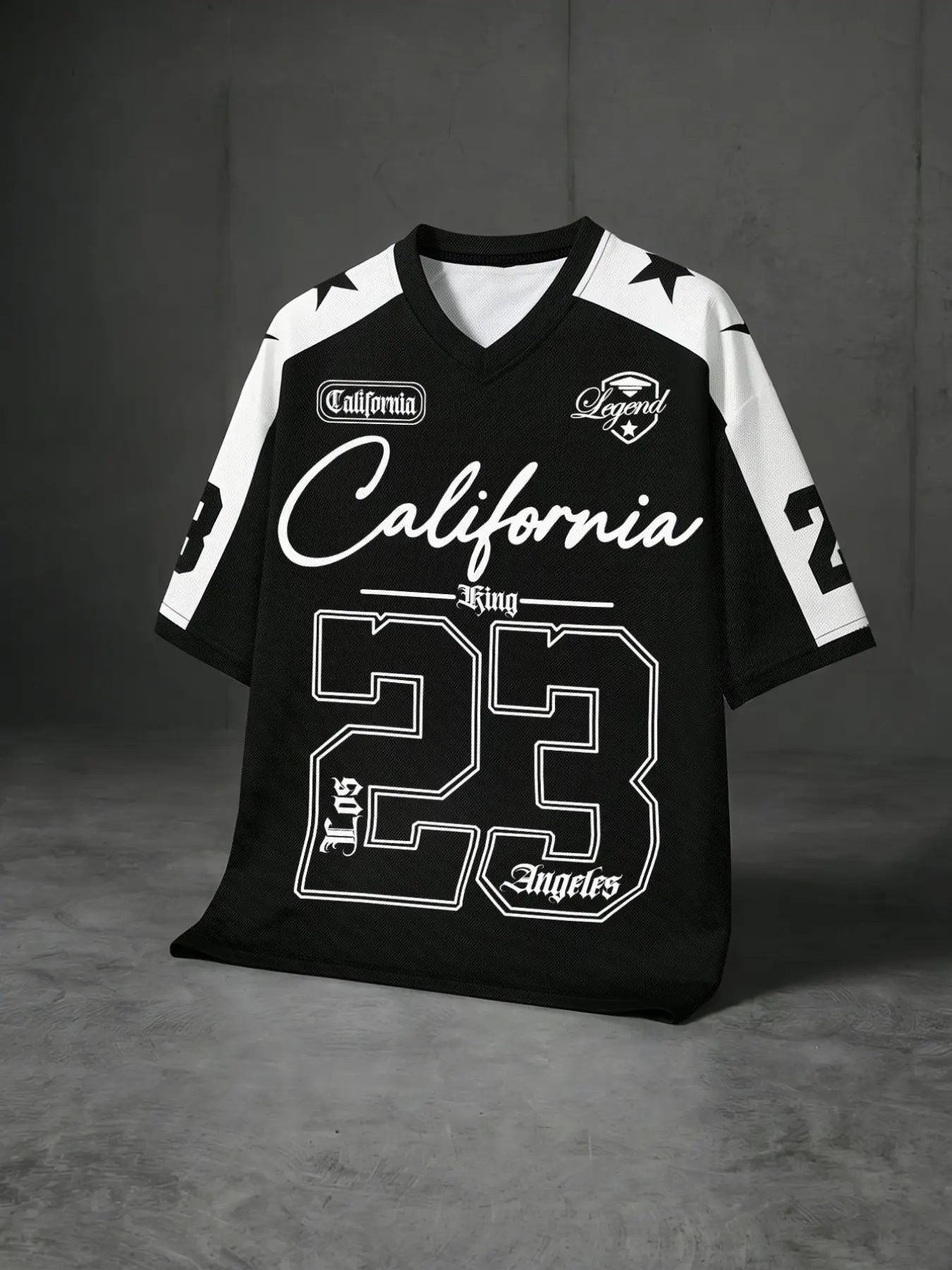 American Vintage Football Jersey Short Sleeve, West Coast Hip Hop Oversized Jersey, 23 Number & California Print Mesh Top, Unisex Streetwear T-Shirt, Casual Sporty Top, Ideal for Couple Outfits, Music Festival, Holiday & Birthday Gift