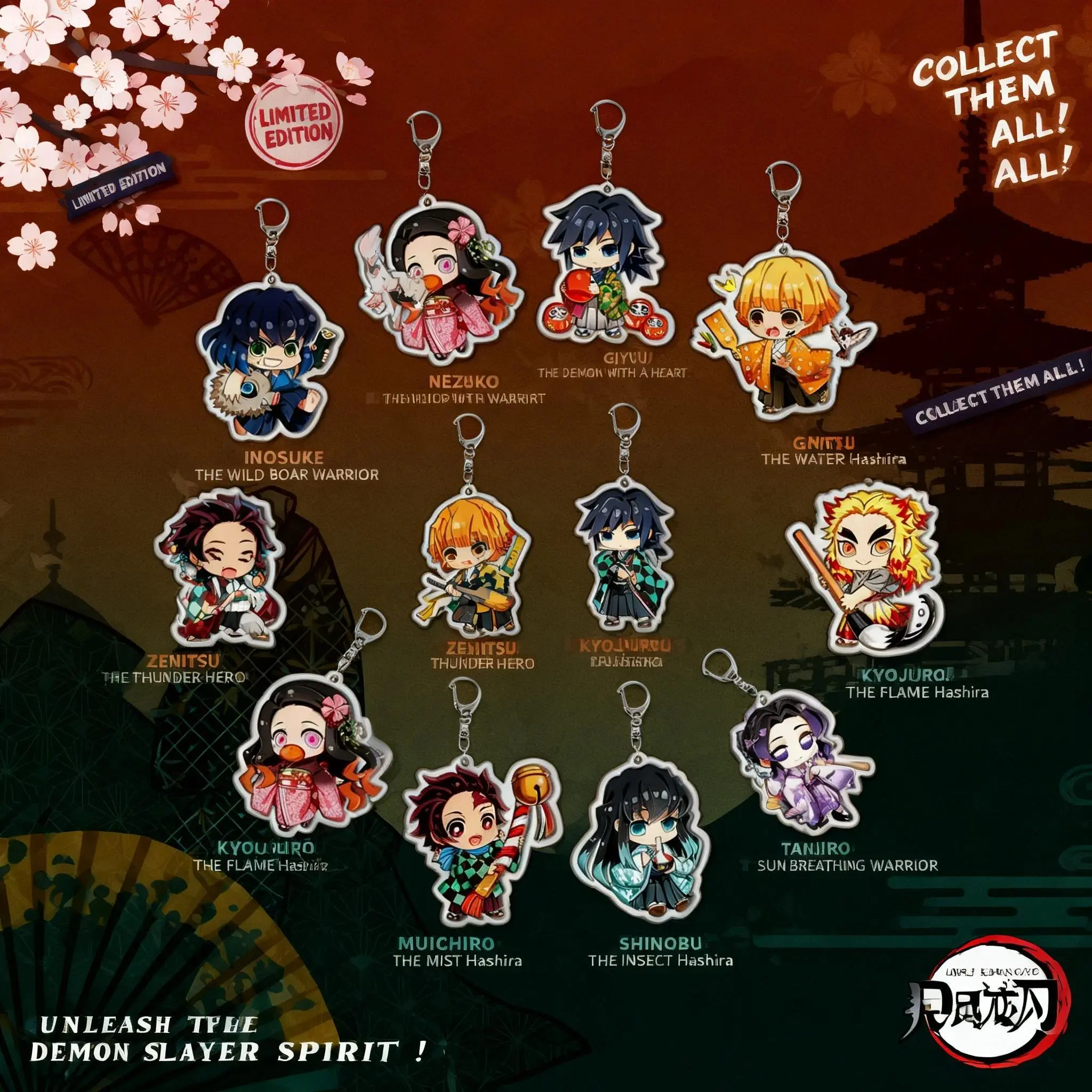 2026 new hot item Demon Slayer Kimetsu no Yaiba Kamado Tanjiro Nezuko Acrylic Keychain Anime Merchandise Cosplay Gift Convention Exclusive