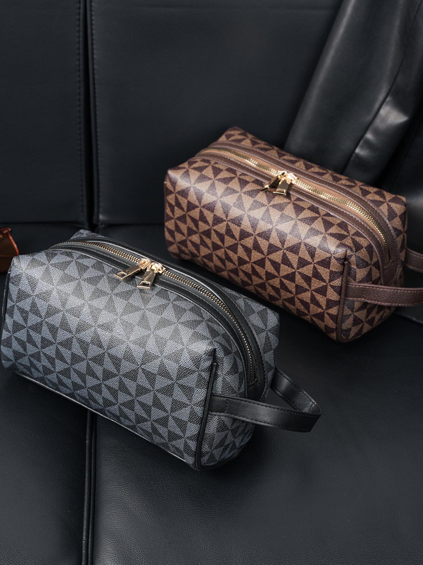 Fashion Geometric Pattern PU Leather Clutch, Lightweight Simple Business Wristlet for Men, Casual Trendy Versatile High-quality Daily Commuting Bag