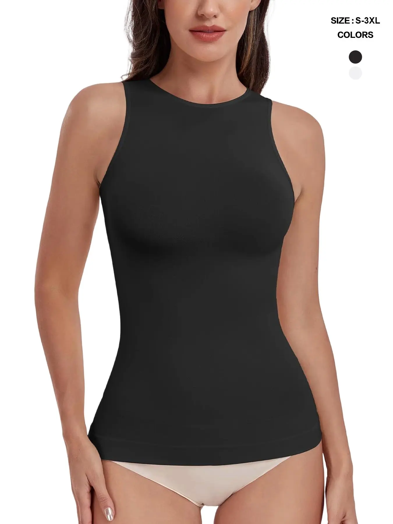 Women's Seamless Shapewear Tank Tops, Tummy Control Body Shaper Camisole, Elastic Compression Stretchy Undershirt for Daily Wear