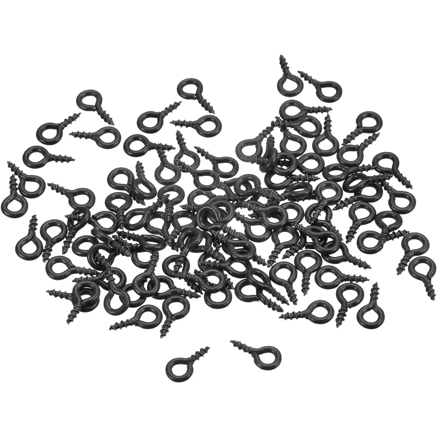 300Pcs Small Screw Eye Pins Hooks Mini Threaded Eyelets Screws, 4x8x1mm Black Self Tapping Screws for Jewelry Making Findings DIY Crafts