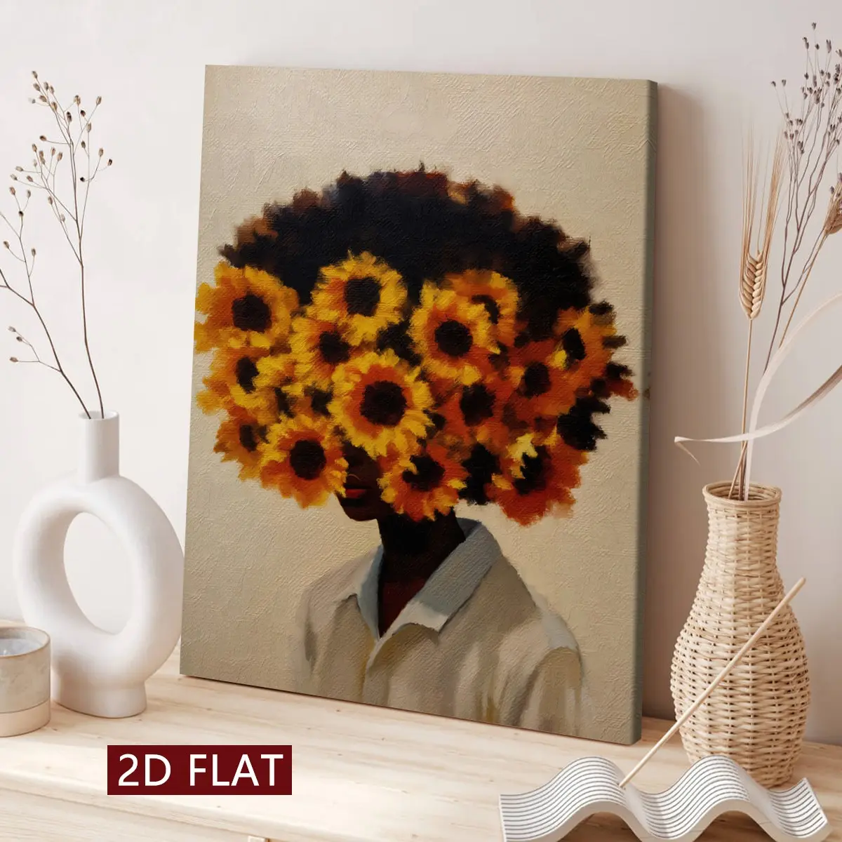 Sunflower Explosion Head Abstract Poster, Modern Art Canvas Wall Decor, Waterproof, Suitable for Living Room, Bedroom, Office