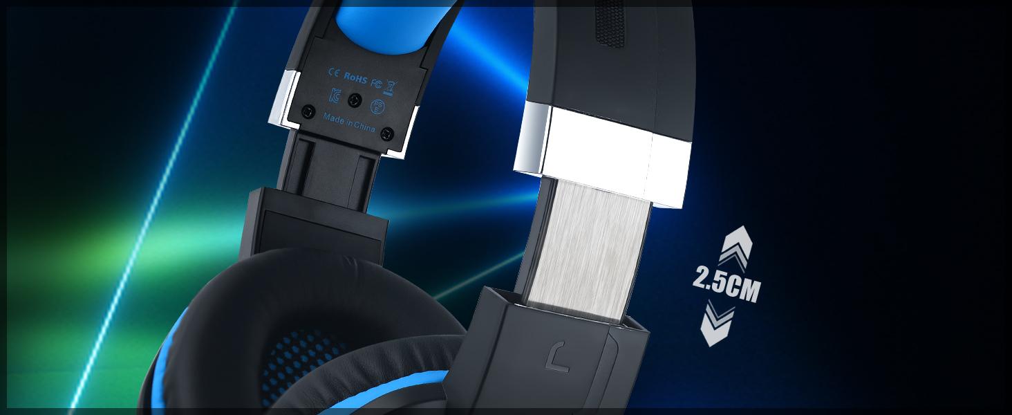 STANDARD GOODS 3C9-PHP017  Gaming Headset for PS4, Xbox One, PC, PS5, Laptop, Mac, Nintendo Switch, 3.5MM Noise Cancelling Over Ear Headphones with Mic, Bass Surround, Soft Memory Earmuffs (New Blue)