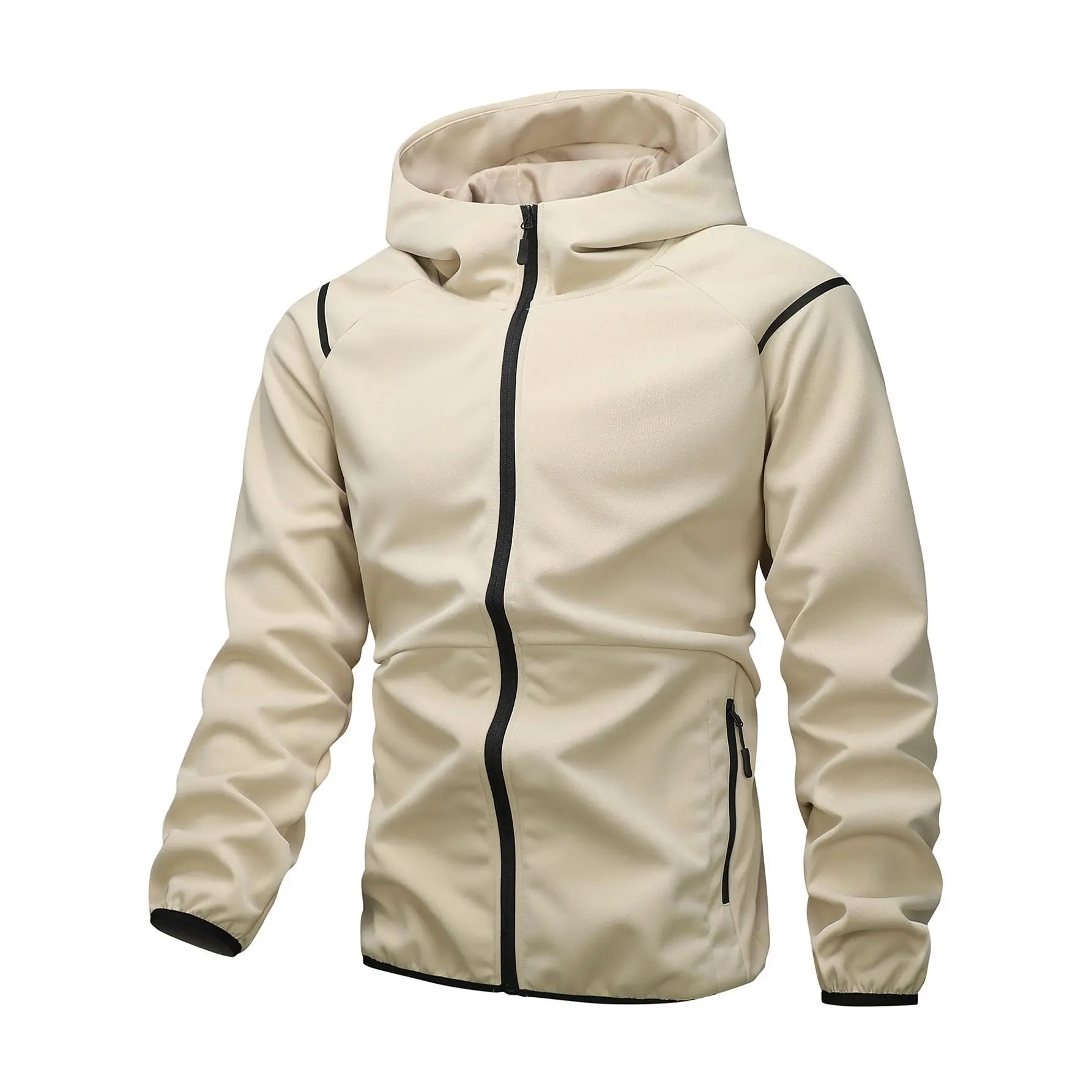 Men's Hooded Zip Up Jacket Contrast Trim Athletic Windbreaker Casual Sportswear Techwear Active Outerwear Male Fall Coat cozy soft cool clean chic active sporty casual premium classic stylish durable trendy relaxed comfy modern vibe urban hype Multi-Color