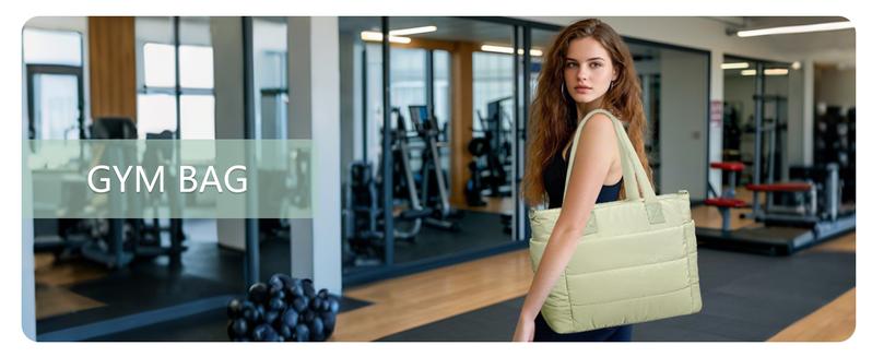 Tote Bag for Women, Lightweight Puffy Puffer Tote Bag with Compartments Quilted Shoulder Bag Handbag for Travel, Work, Gym