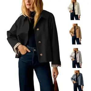 18ACTIVEKITWomen's cut windbreaker classic collar oversized casual jacket with checkered lining