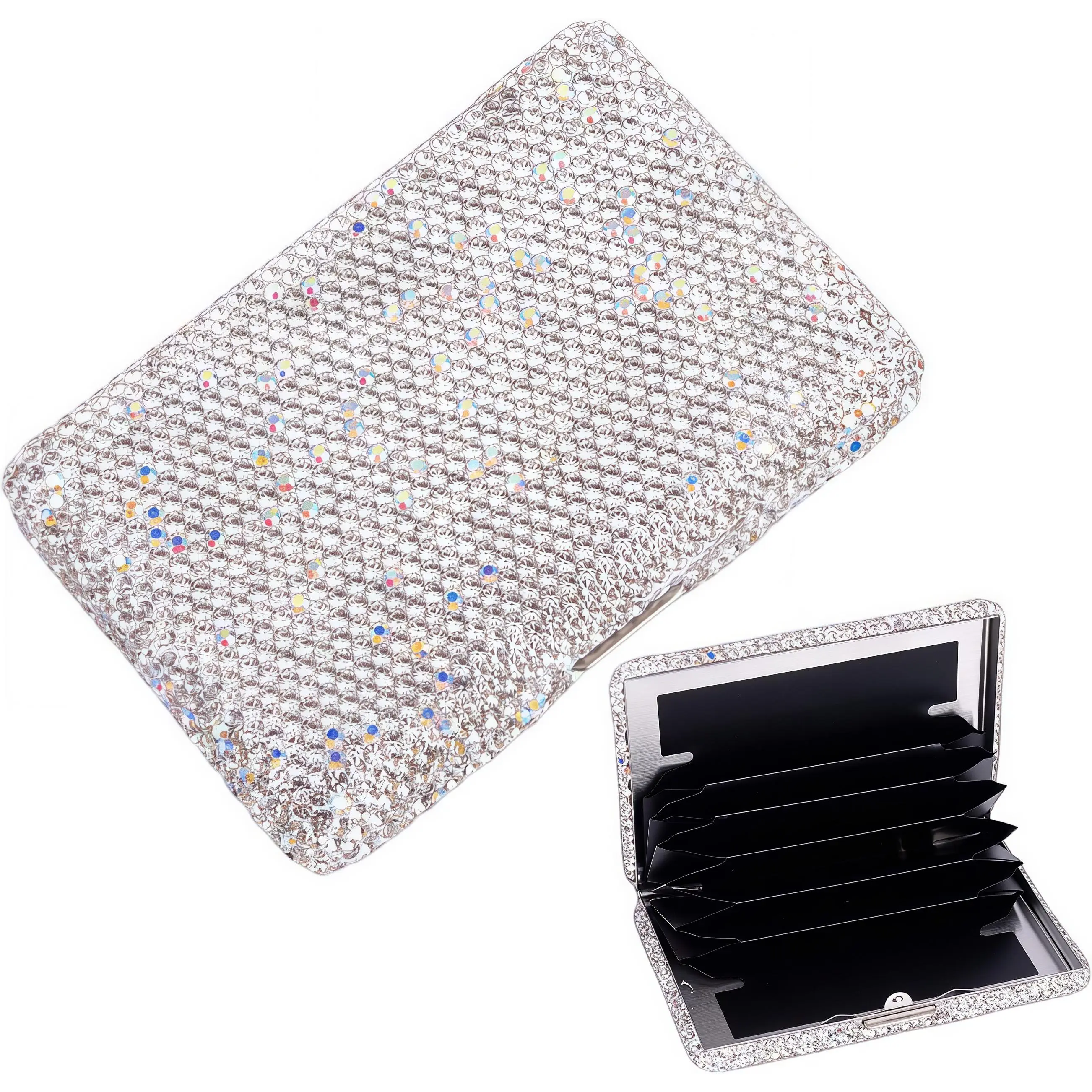Sparkling Rhinestone Card Holder, Stylish Slim Wallet for Credit Cards, ID Cards & Cash