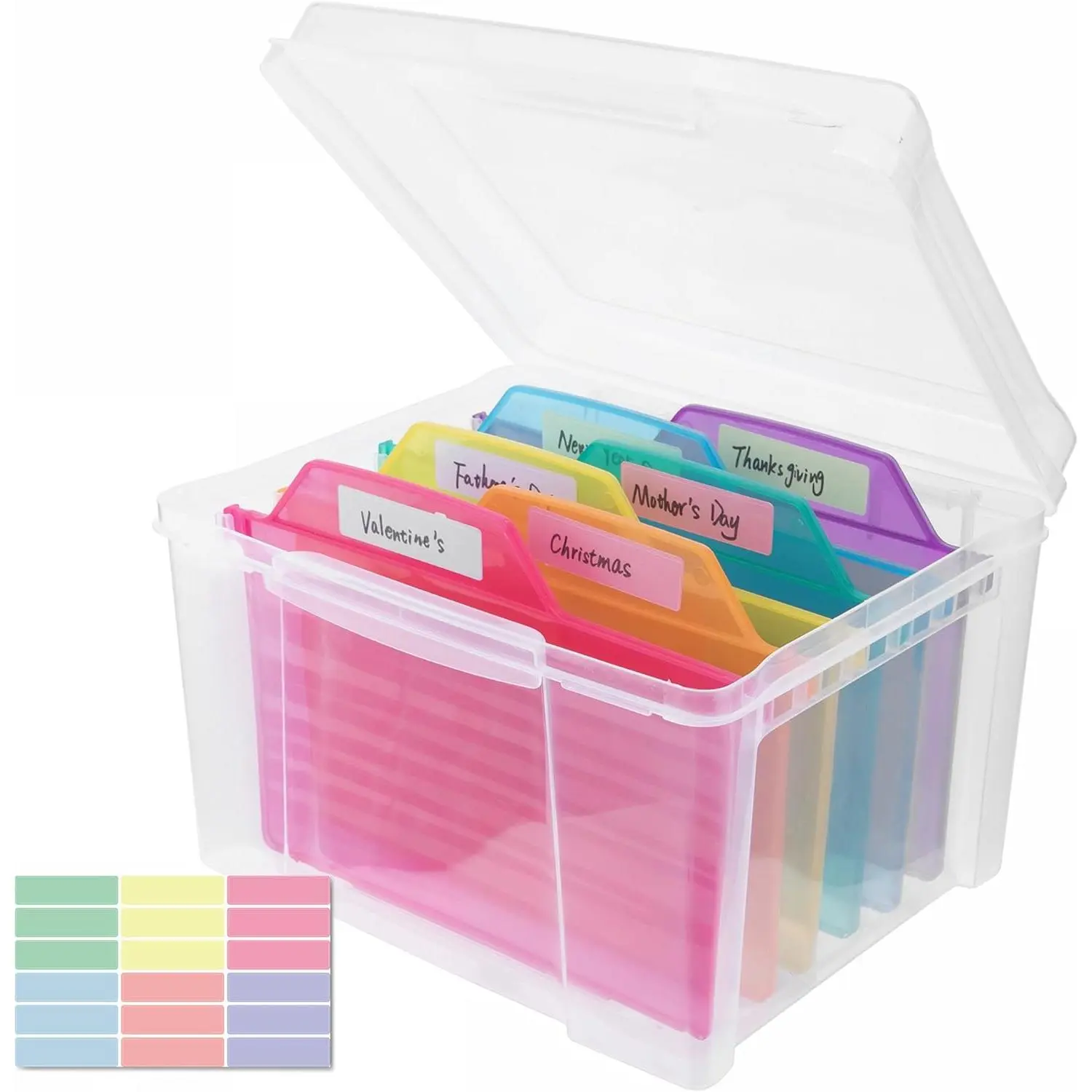 Greeting Card Storage & Organizer Box with 6 Removable Dividers for Holiday Birthday Get Well Cards Photos, Crafts, Scrapbooking