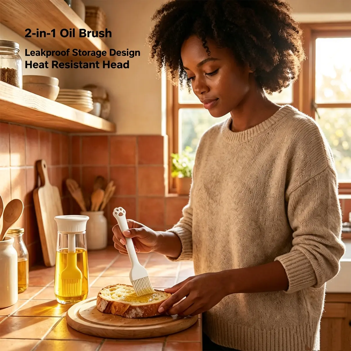 9.5oz Long Handle Grill Brush for Easy Oiling and Safe Cooking Comfortable Grip to Avoid Hot Oil Splashes Ideal for Grilling and Cooking