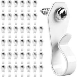 40 Pack String Light Hanger Hooks, Stainless Steel Light Clips White, Outdoor Screw Hooks Rope Light Clips for  Christmas Light, , Party Light Wire and Led Fairy Led Light Clips