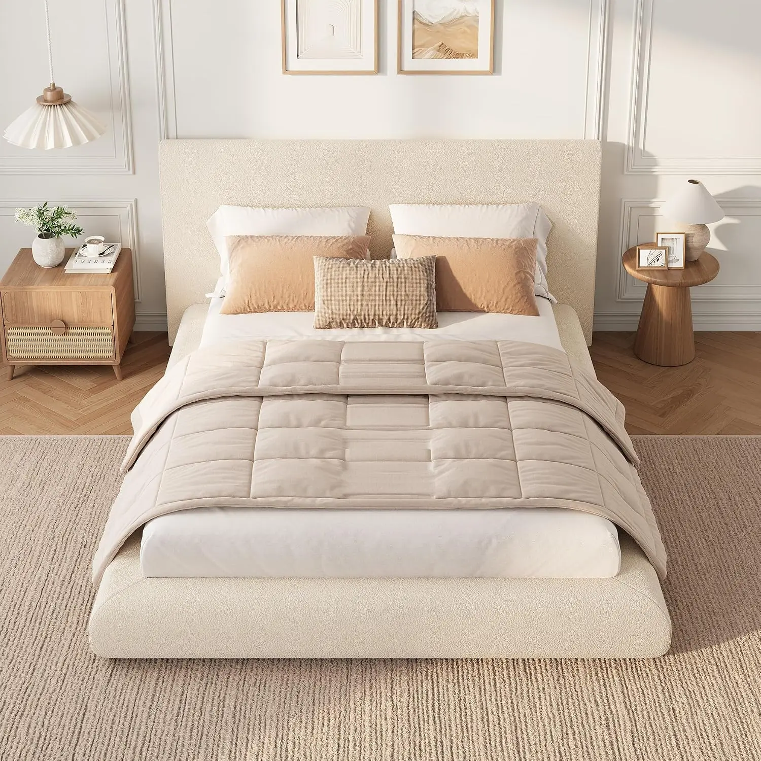 Garvee Bed Frame with Upholstered Headboard, Modern Cloud Platform Bed Full, No Box Spring Needed, Easy Assembly, Soft Plush Fabric
