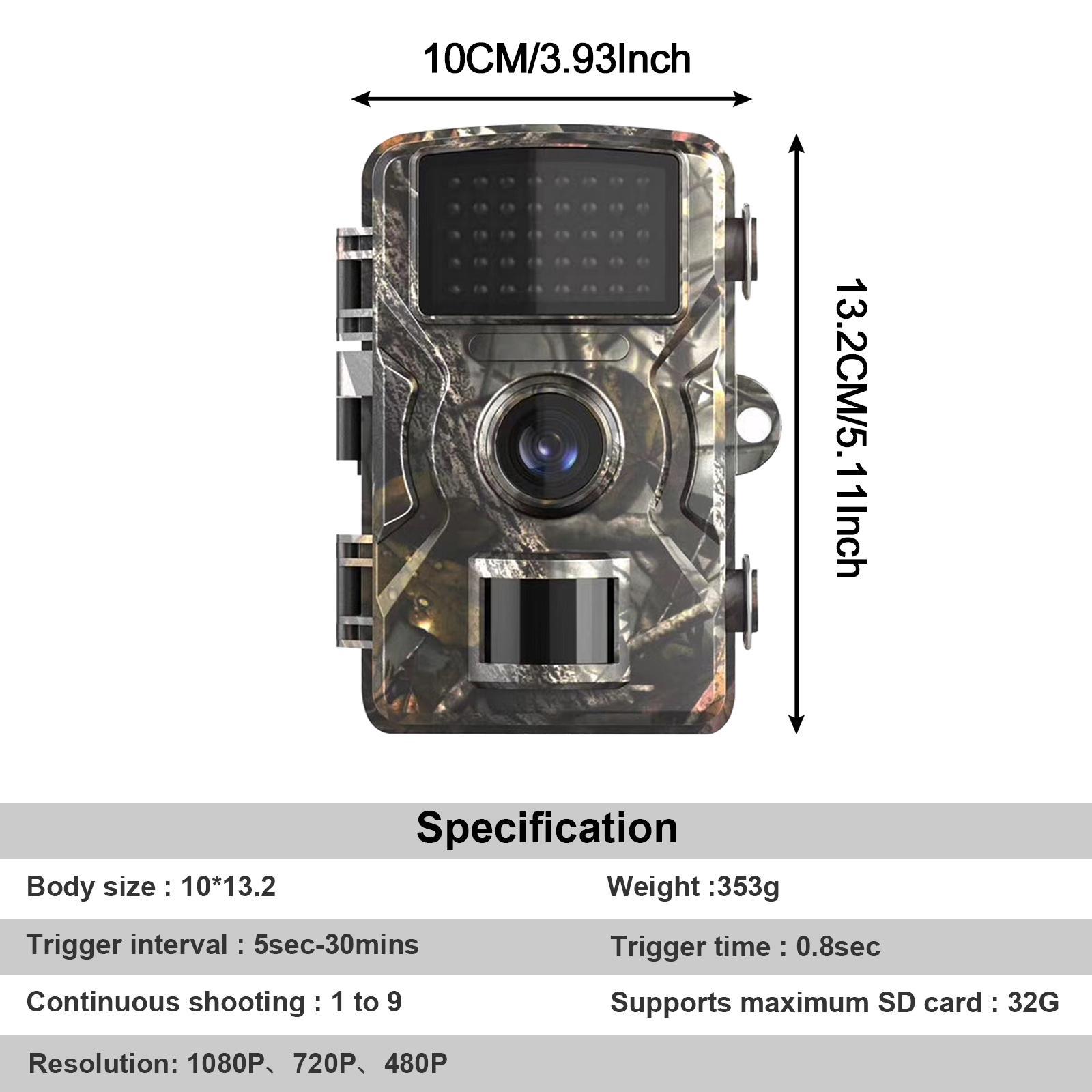 16MP Trail Camera, 0.8s Trigger Motion Activated Night Vision Game Camera, 720P IP66 Waterproof Hunting Camera for Outdoor Wildlife