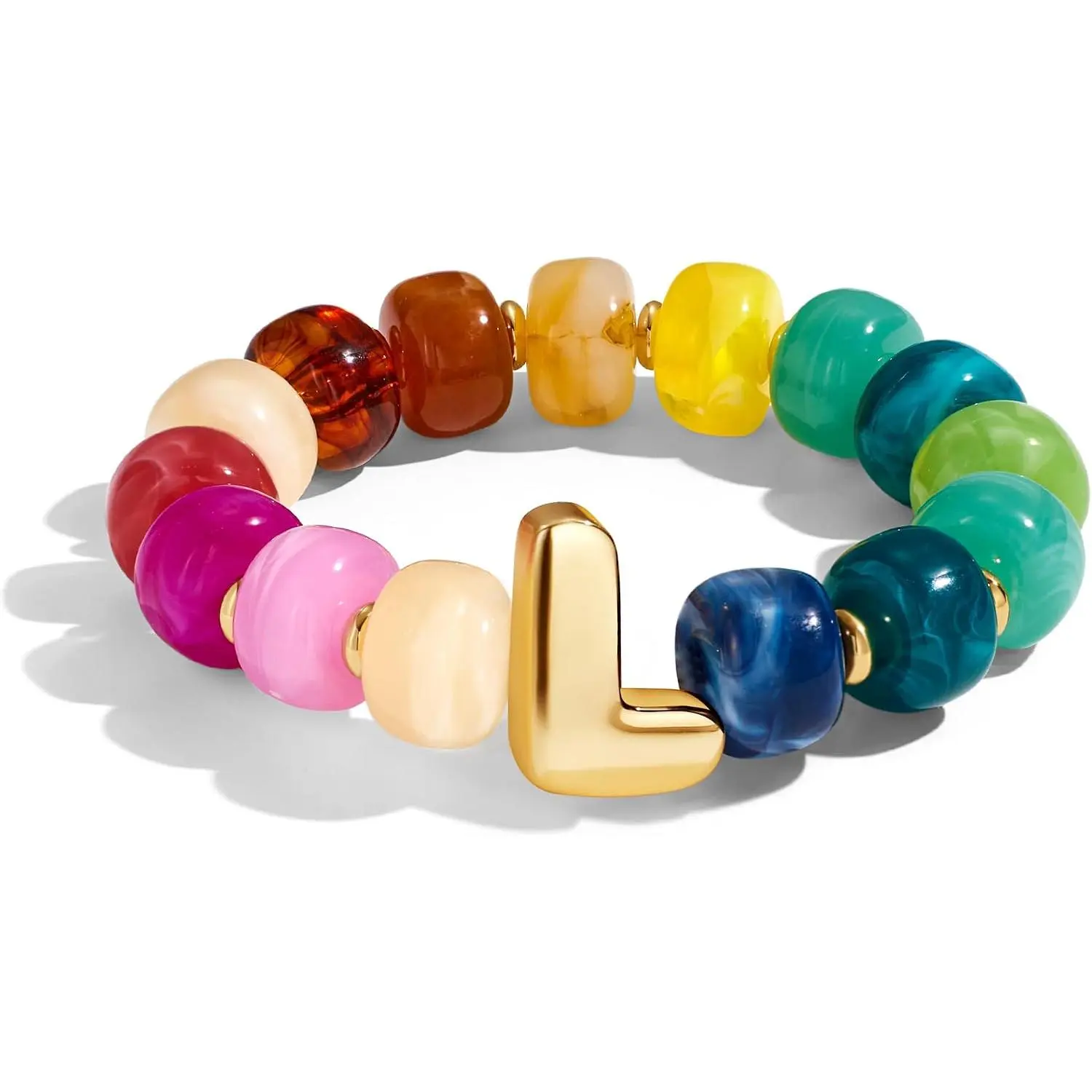 Bubble Initial Chunky Beaded Bracelet for Women Colorful  Bead Trendy Statement Big Stretch Bracelets Summer Beach Boho Charm  Cute Gifts for Women