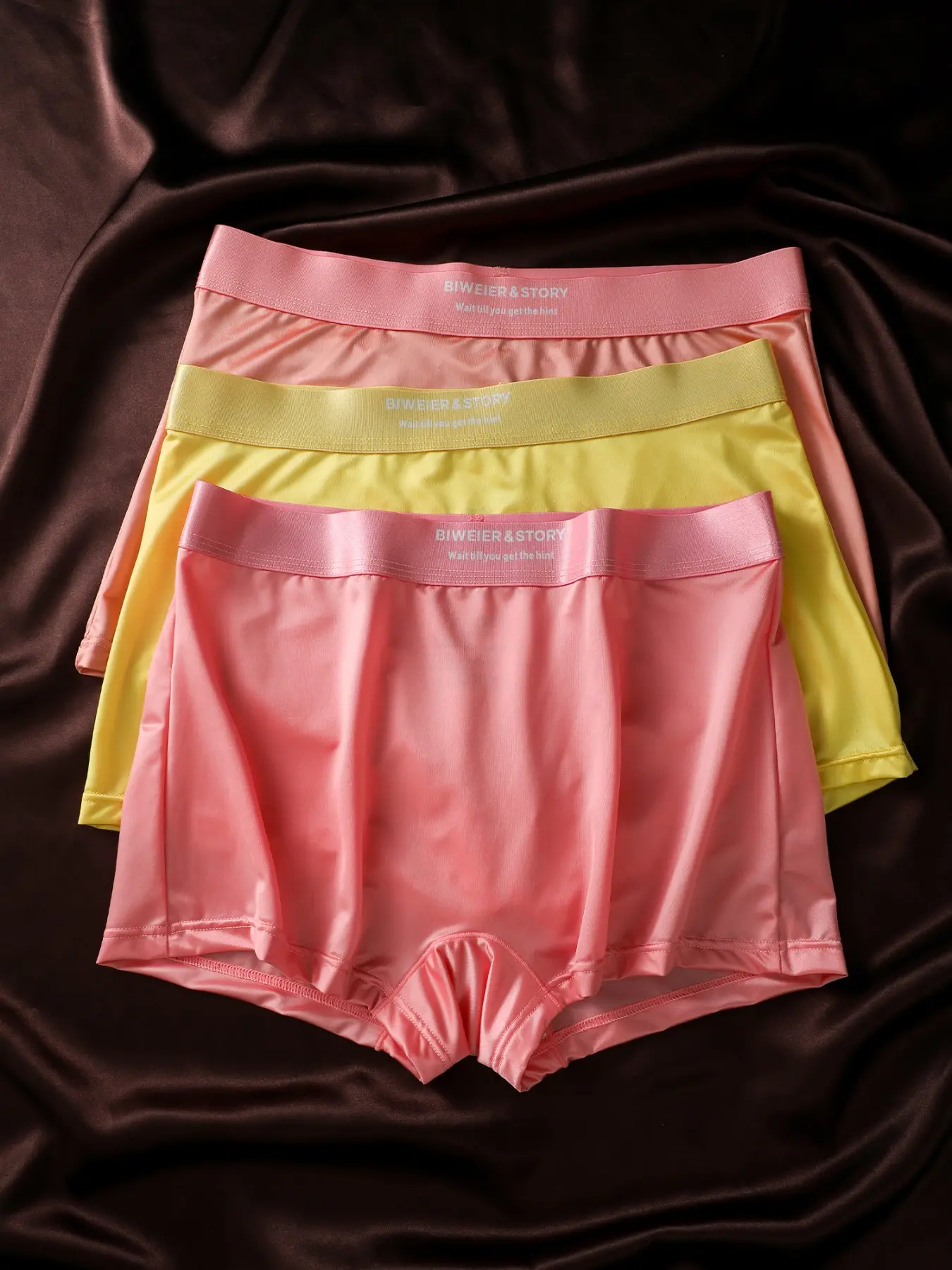 3-Pack Biweier Women's Satin Ice Silk Boxer Briefs, Panties, Morandi Colors, Casual, Breathable, Cool Comfort, Luxury Silky, Smooth, Home, Work, Vacation