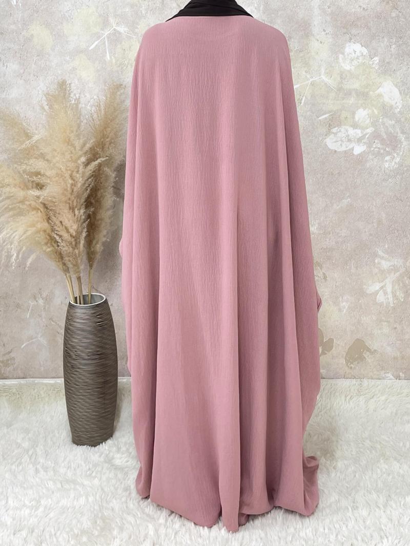 【plus Size】 Women's Solid Color Maxi Abaya, Modesty Round Neck Long Sleeve Dress for Daily Wear, Ladies Muslim Islamic Clothing for All Seasons, Dresses for Women, Loose Abayas