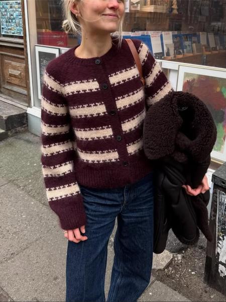 Women's Striped Colorblock Knit Cardigan Sweater, Button Front Ribbed Design, Casual Daily Wear, Long Sleeve Drop Shoulder Style, Knitwear