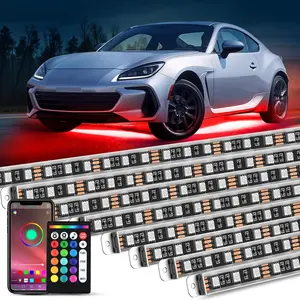 Nilight 8Pcs Aluminum Underglow Neon Accent Strip Led Lights, 396 LEDs RGB Door Assist Multi-Color DIY Sound-Active Music Mode, APP & Remote Control Underbody Kit for Cars, Trucks