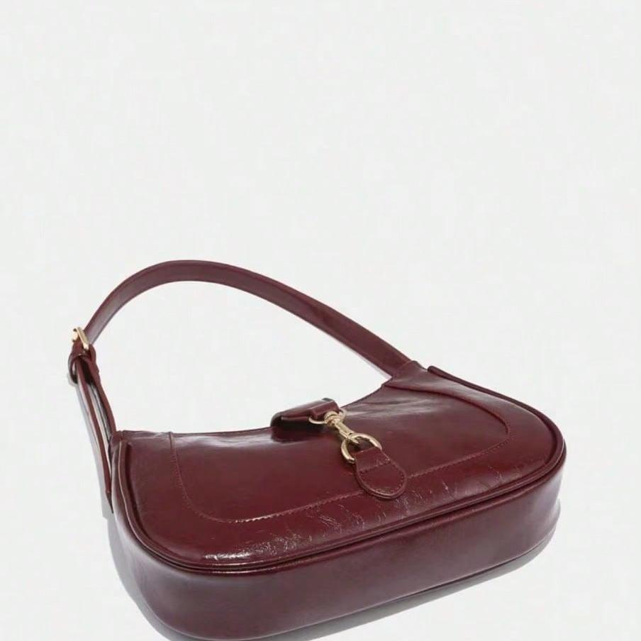 Retro Minimalist Hook Decor Handbag Adjustable Shoulder Strap Crescent Shape Crossbody Bag Woman Purse Shoulder Bag Suitable For Date, Outing, Party