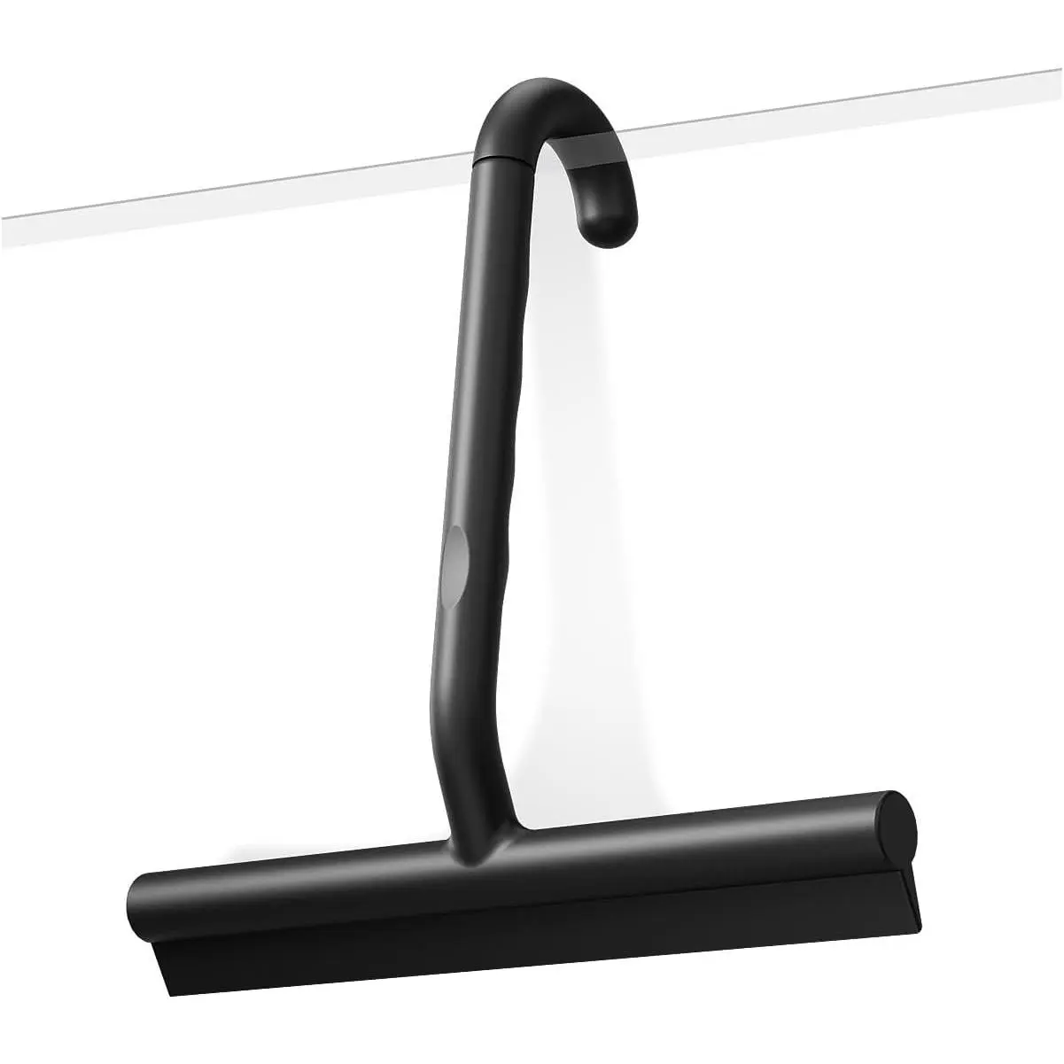 Silicone Shower Squeegee with Hook,Dual-Sided Design with Scraper & Scrub Surface, Shower Squeegee for Glass Doors (Classic Black)