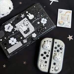 Miffy New In Stock Original Switch Oled Ns Ns2 Lite Anti Drop Protective Case Glitter Handle Cover Transparent Black White Gift