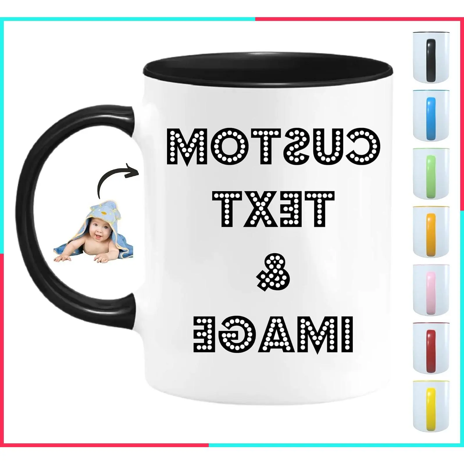 Custom Photo Mug - Personalized Coffee Mug With Pictures, Text, Logo | Printed on Both Sides 11oz Tea Cup | Customized Gifts for Men & Women | Birthdays, Holidays, Mother’s Day
