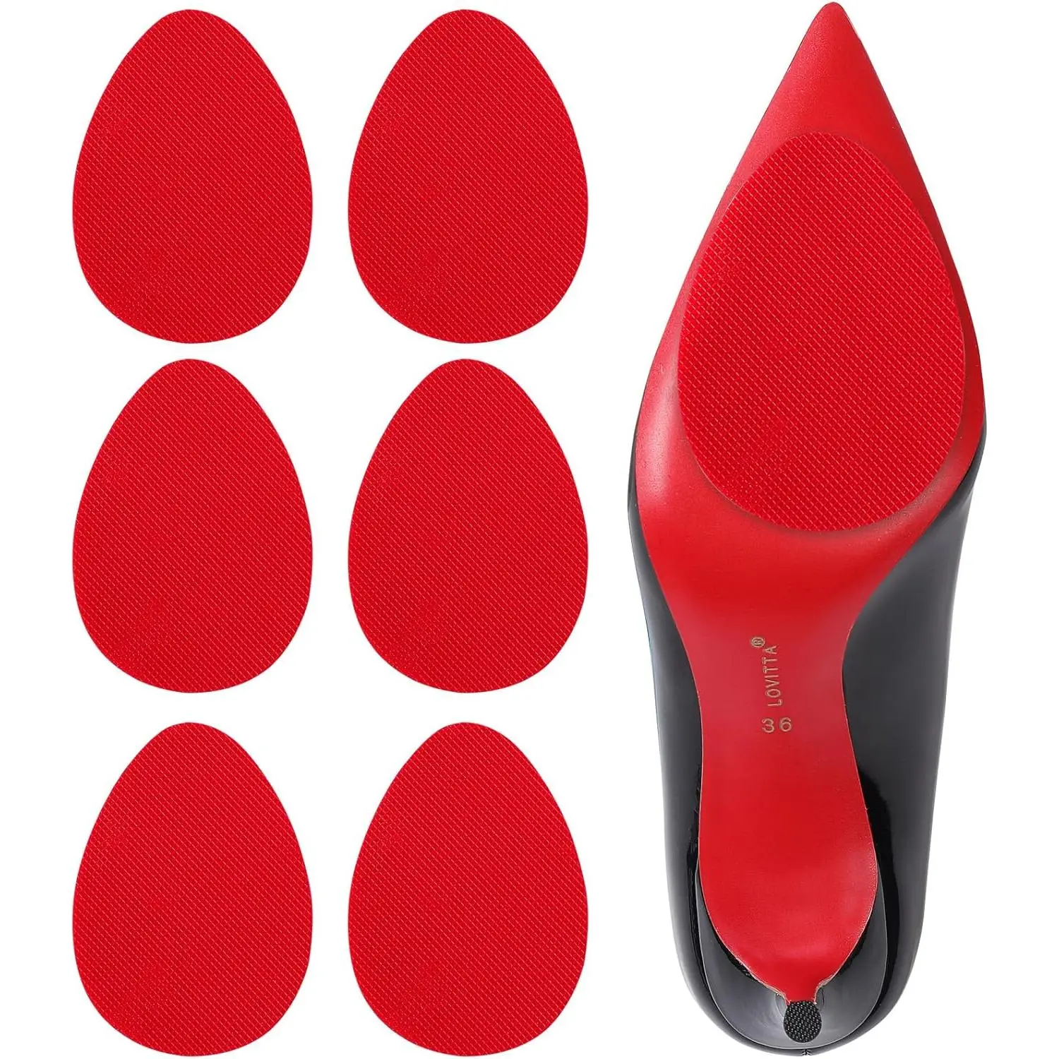 Red Sole Protector,Red Bottoms Sole Protector,Shoe Grips on Bottom of Shoes, Shoe Sole Protector, Anti Slip Shoe Grips,Non Slip Shoe Pads,Red Bottom Stickers for Shoes (Red - 3 Pairs)