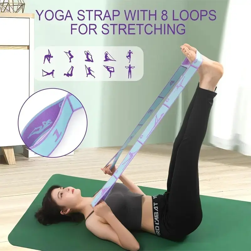 [Yoga Stretching Strap] Yoga Stretching Strap | Pilates Resistance Band, Flexible, Stackable, Medium Tension, Perfect for Dance, Yoga, Pilates, Gymnastics, Fitness, Made of Nylon