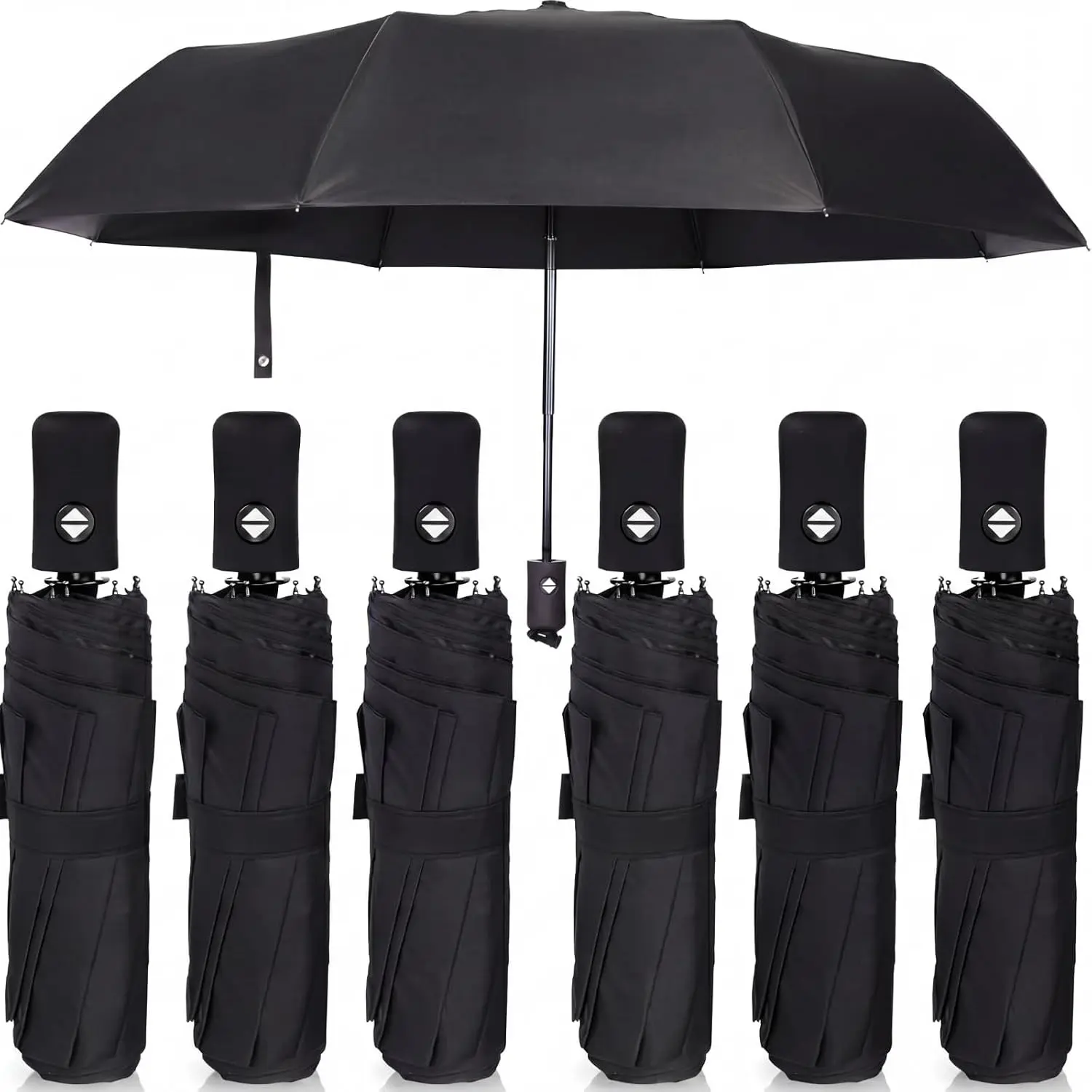 6 Pcs Windproof Travel Umbrella for Rain Compact Small Automatic Lightweight Portable Umbrella for Men Women Backpack